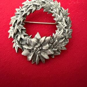 Vintage Silver Floral Wreath Brooch No markings.